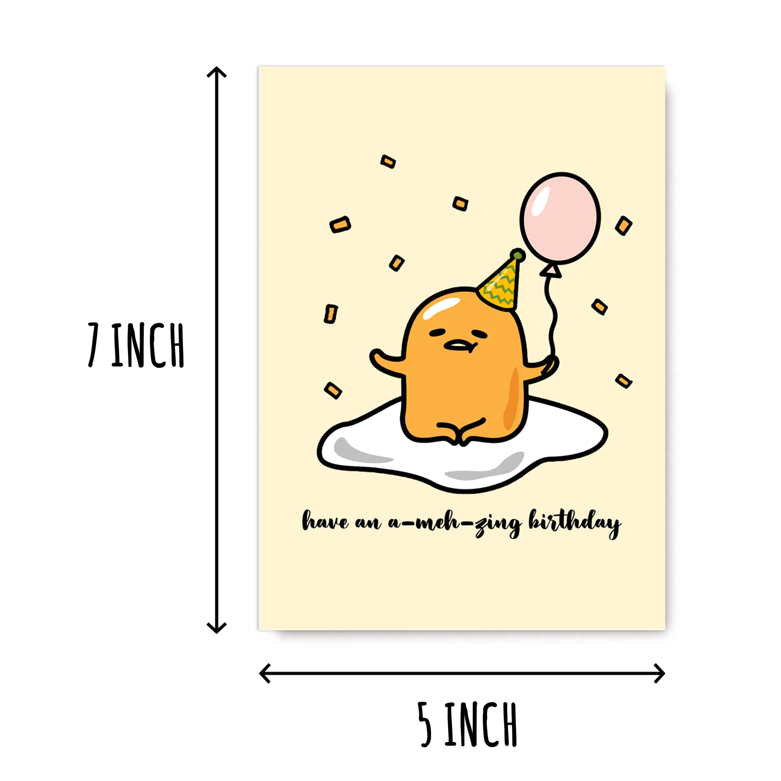 OystersPearl Have An A-Meh-Zing Birthday - Funny Birthday Card - Gudetama Card - Lazy Egg - Birthday Card - Cute Egg Card - Egg Birthday Card - Cute Birthday Card 2, 5 x 7 inches