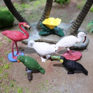 17 Pcs Realistic Mini Bird Animal Figures Toy Cake Toppers, Miniature Bird Model Figurines Birthday Party Bridal Wedding Cake Decoration Educational Backyard Birds Toy