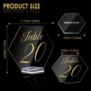 20 Pack Acrylic Wedding Table Numbers 1-20 with Stand, Clear Acrylic Sign Hexagonal Table Numbers for Wedding, Reception, Event Party, Hotels