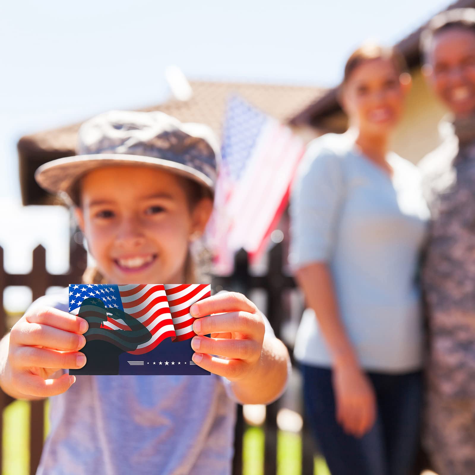 Crtiin 130 Pcs Patriotic Blank Note Cards with Envelopes American Flag White Greeting Cards 4th of July Thank You Cards Envelopes Bulk Red White Blue Sticker Seals Party Essentials for Veterans Day