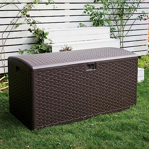 Amazon Basics Organization and Storage Outdoor 99 gallon Deck Box, Brown