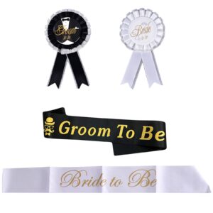 4 pieces groom and bride to be sash bride to be and groom to be badge for bachelorette party supplies bridal shower decorations