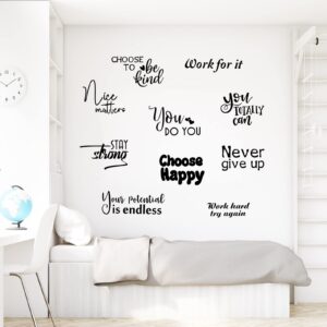 10 Pcs Vinyl Wall Quotes Stickers Inspirational Wall Decals Inspirational Saying Home Decals for Walls Peel Stick Motivational Decor Positive Wall Sticker for Office Classroom Teen Dorm Bedroom