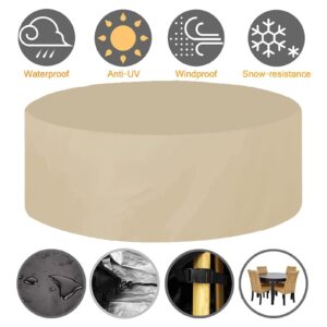 Patio Table Cover for Garden Round - Beige, 31x30inch, Waterproof, Rain, Snow, dust, Wind and UV Protection, 420D Oxford, Patio Furniture Covers, Round-The-Clock Protection, for Outdoor Furniture