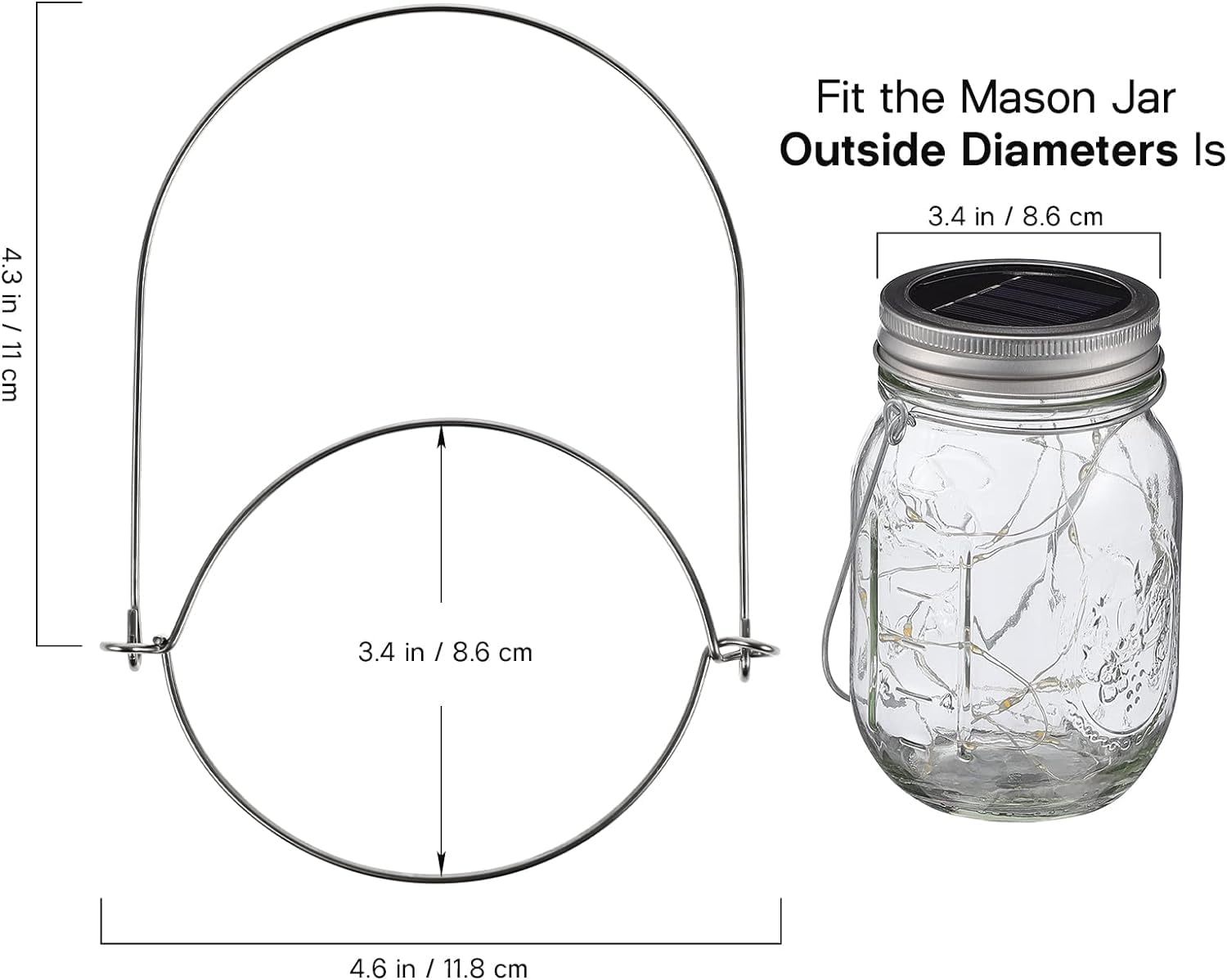 DOITOOL Mason Jar Wire Hangers 8 Pack Stainless Steel Wire Handles for Wide Mouth Mason Jars, Canning Jars, Canning Jars Hanger, Jar Hanging Hook Compatible for 86mm Regular Mouth