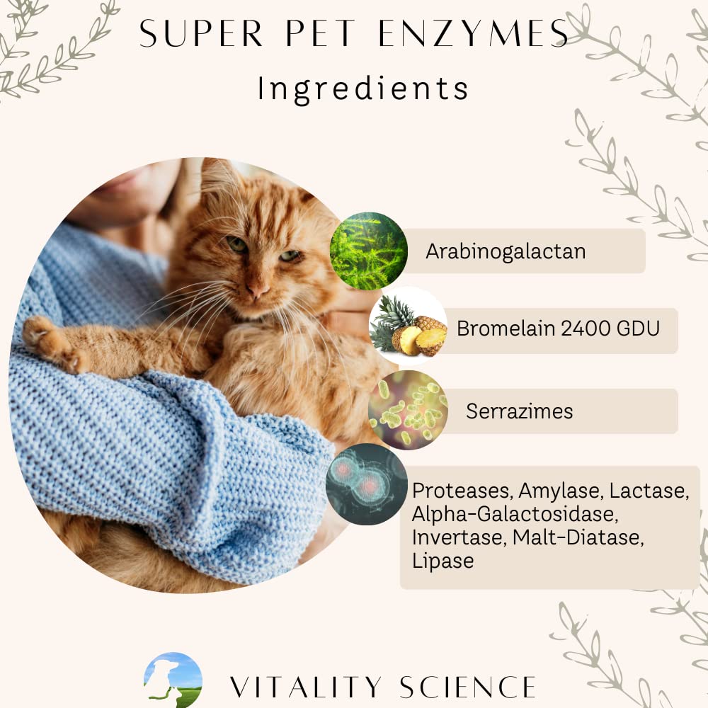 Vitality Science All Natural Super Pet Enzymes for Dogs | Complete Spectrum of Digestive Enzymes | Helps Dog Diarrhea, Constipation, Digestion, Allergy & Immunity