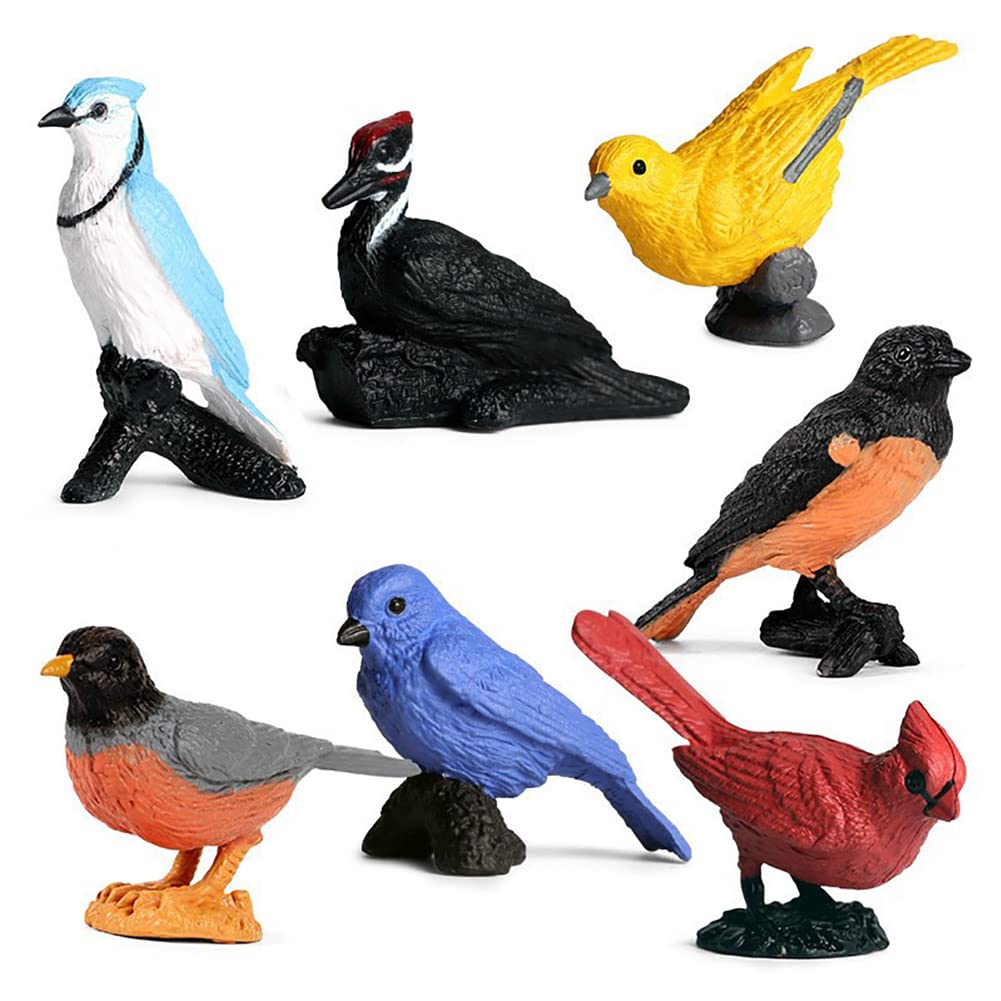 17 Pcs Realistic Mini Bird Animal Figures Toy Cake Toppers, Miniature Bird Model Figurines Birthday Party Bridal Wedding Cake Decoration Educational Backyard Birds Toy