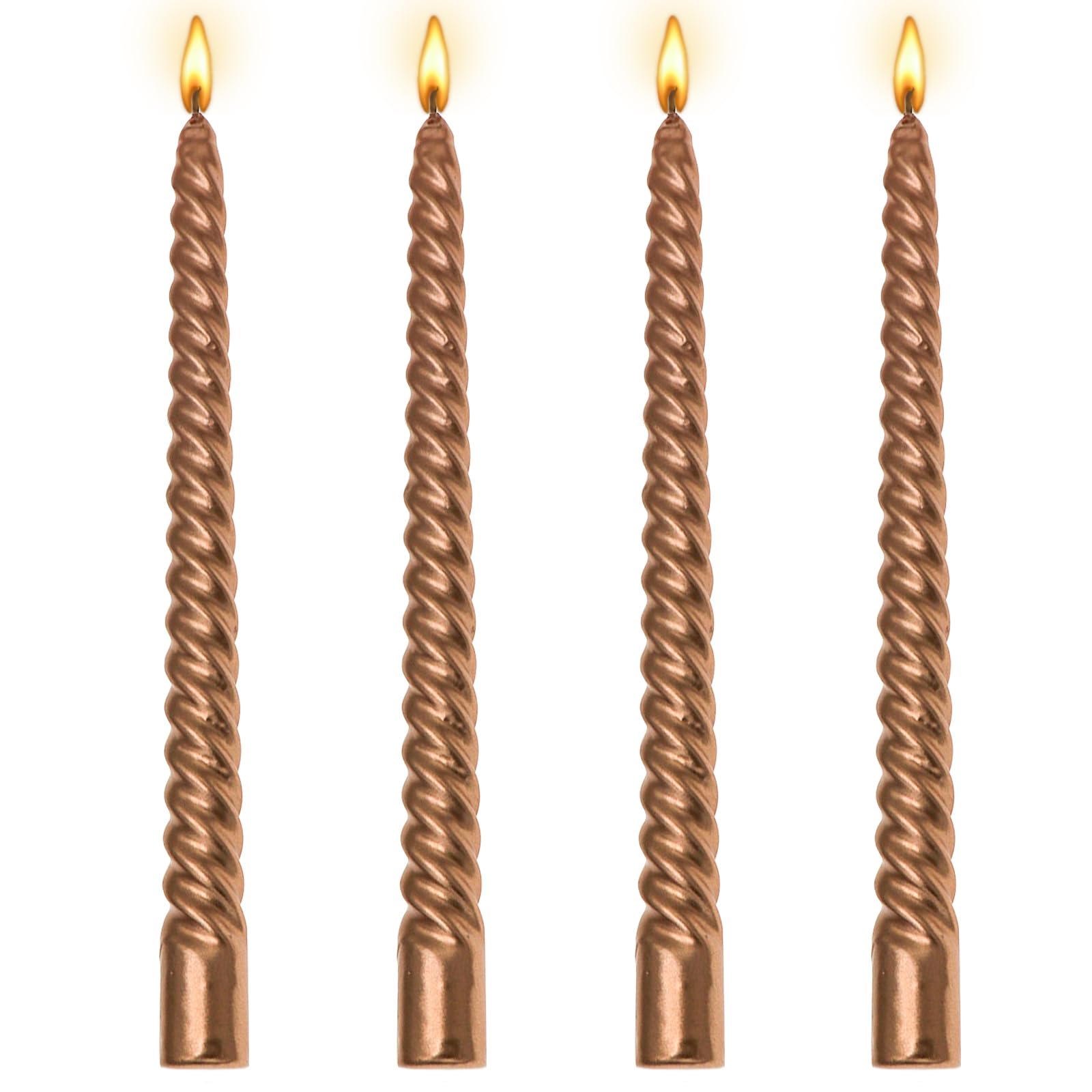 Berkebun10 inch Spiral Bronze Candles-Set of 4 - Metallic Taper Spiral Candle -Tall Candlesticks, Home Dinner, Party, Wedding, Halloween,Christmas Candles (4, Bronze, 10inch)