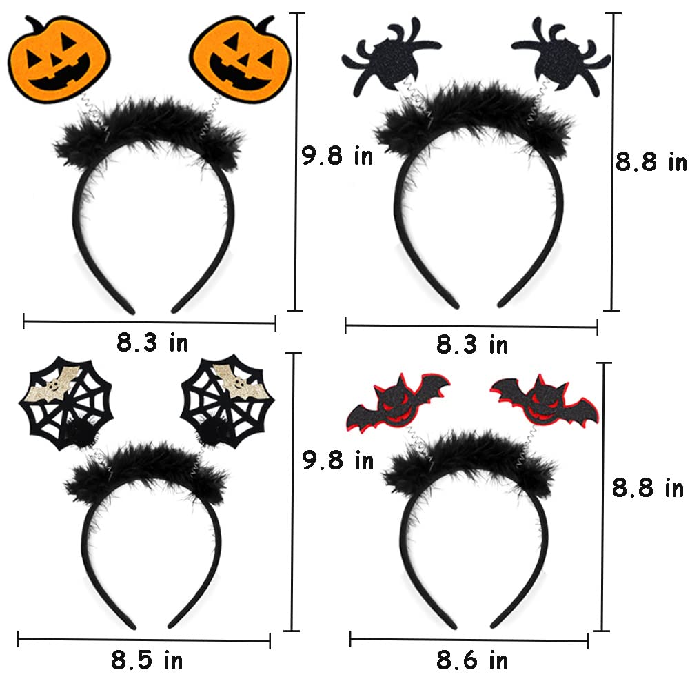 DINESIL 8 Pack Halloween Headbands, Halloween Head Boppers with Ghost Pumpkin Spider Skull Spider Web Witch Hat Headbands for Kids Halloween Costume Cosplay Decoration Party Favors Supplies