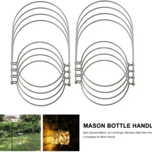 DOITOOL Mason Jar Wire Hangers 8 Pack Stainless Steel Wire Handles for Wide Mouth Mason Jars, Canning Jars, Canning Jars Hanger, Jar Hanging Hook Compatible for 86mm Regular Mouth