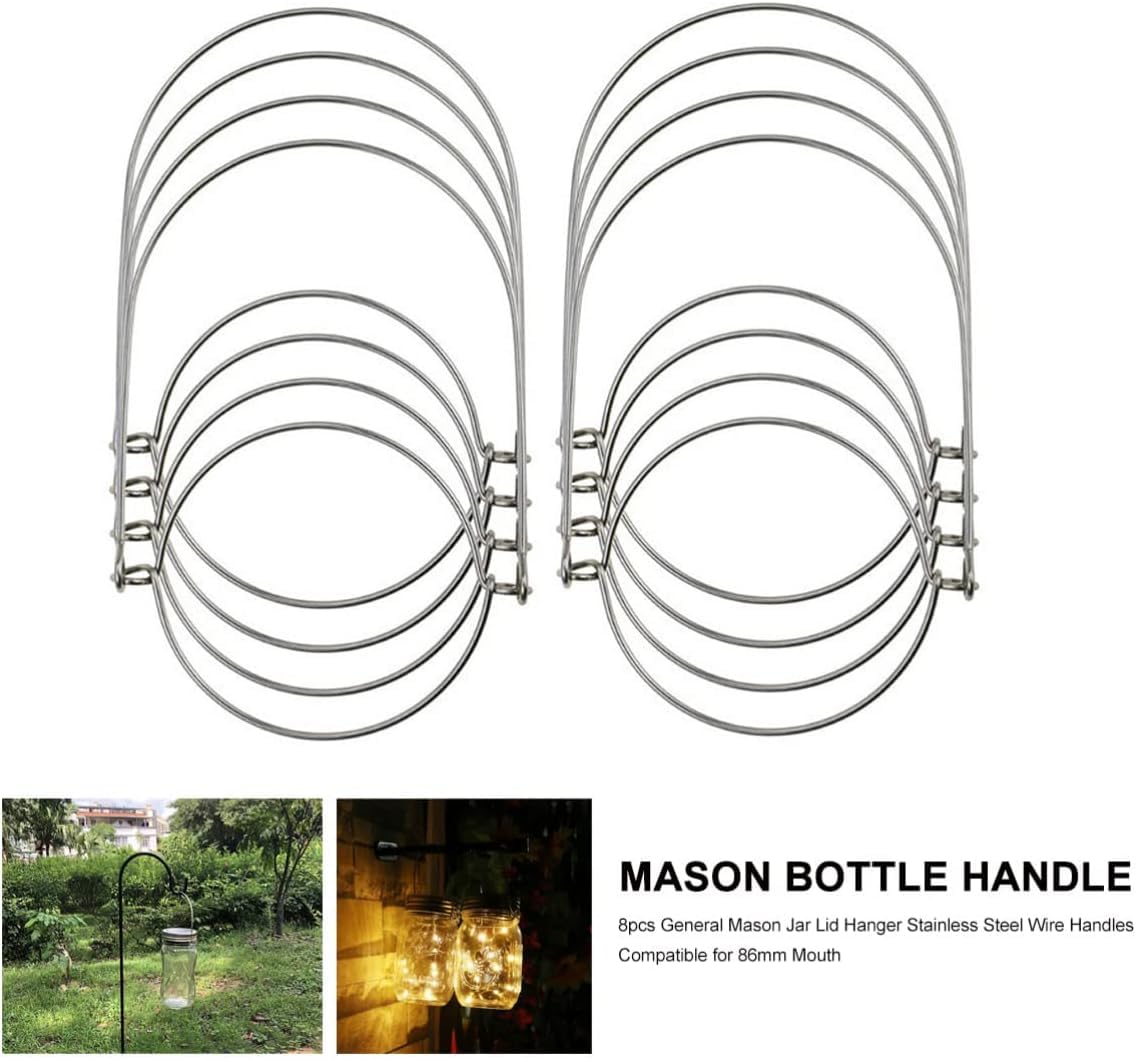 DOITOOL Mason Jar Wire Hangers 8 Pack Stainless Steel Wire Handles for Wide Mouth Mason Jars, Canning Jars, Canning Jars Hanger, Jar Hanging Hook Compatible for 86mm Regular Mouth