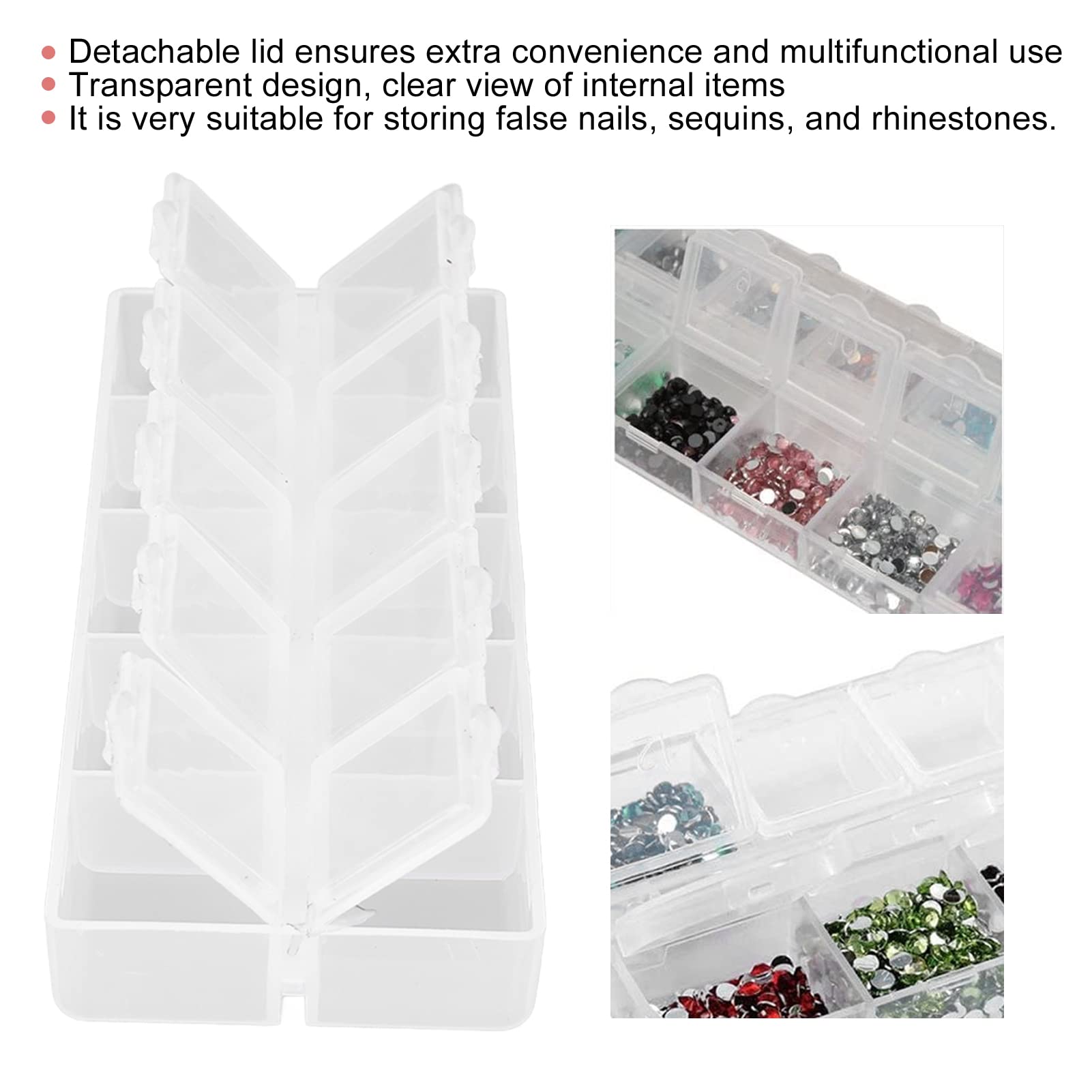 Plastic Jewelry , Grid Box White Plastic 10 Compartment Storage Container for Jewelry Earrings Nails Tool