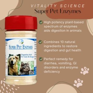 Vitality Science All Natural Super Pet Enzymes for Dogs | Complete Spectrum of Digestive Enzymes | Helps Dog Diarrhea, Constipation, Digestion, Allergy & Immunity