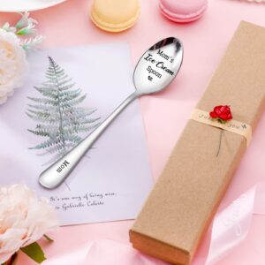 Atdesk 2 Pcs Personalized Ice Cream Spoons, Stainless Steel Engraved Name Dessert Spoon, Custom Birthday Valentine's Day Christmas Gifts (XX’s Ice Cream Spoon)