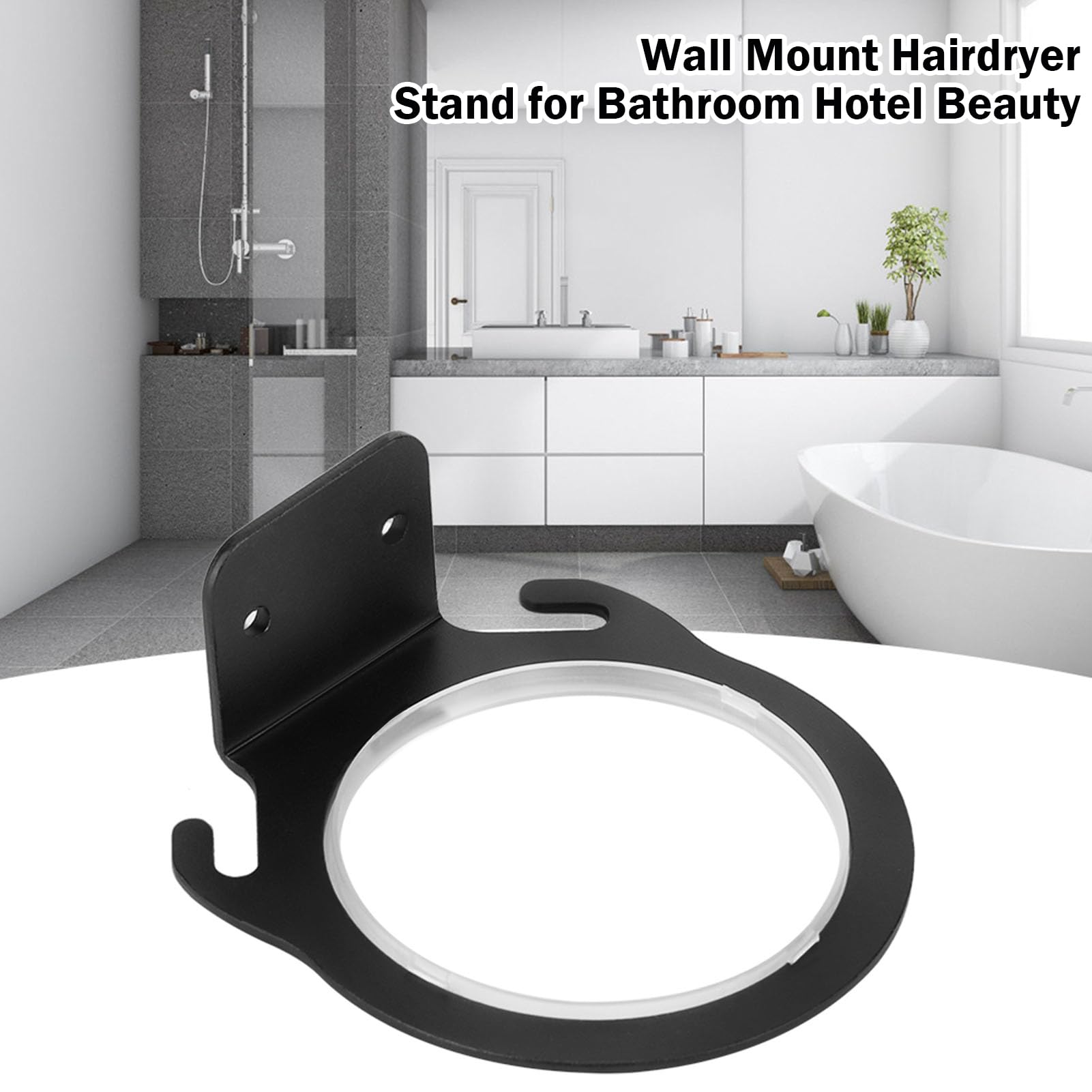 Serlium Hair Dryer Holder, Aluminum Material Hairdryer Stand Wall Mounted Hairdryer Holder for Dressing Table Bathroom Hair Salon Hotel