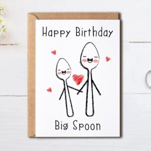 OystersPearl Happy Birthday Big Spoon - Cute Happy Birthday Card Funny Love Romantic Sweet - Valentine's Day Card - Happy Birthday Card