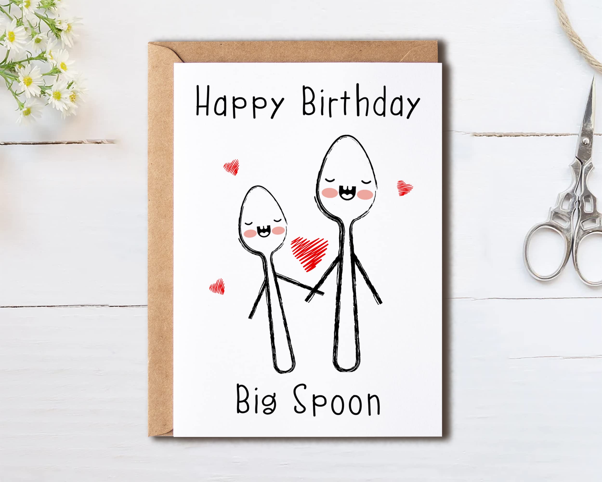 OystersPearl Happy Birthday Big Spoon - Cute Happy Birthday Card Funny Love Romantic Sweet - Valentine's Day Card - Happy Birthday Card