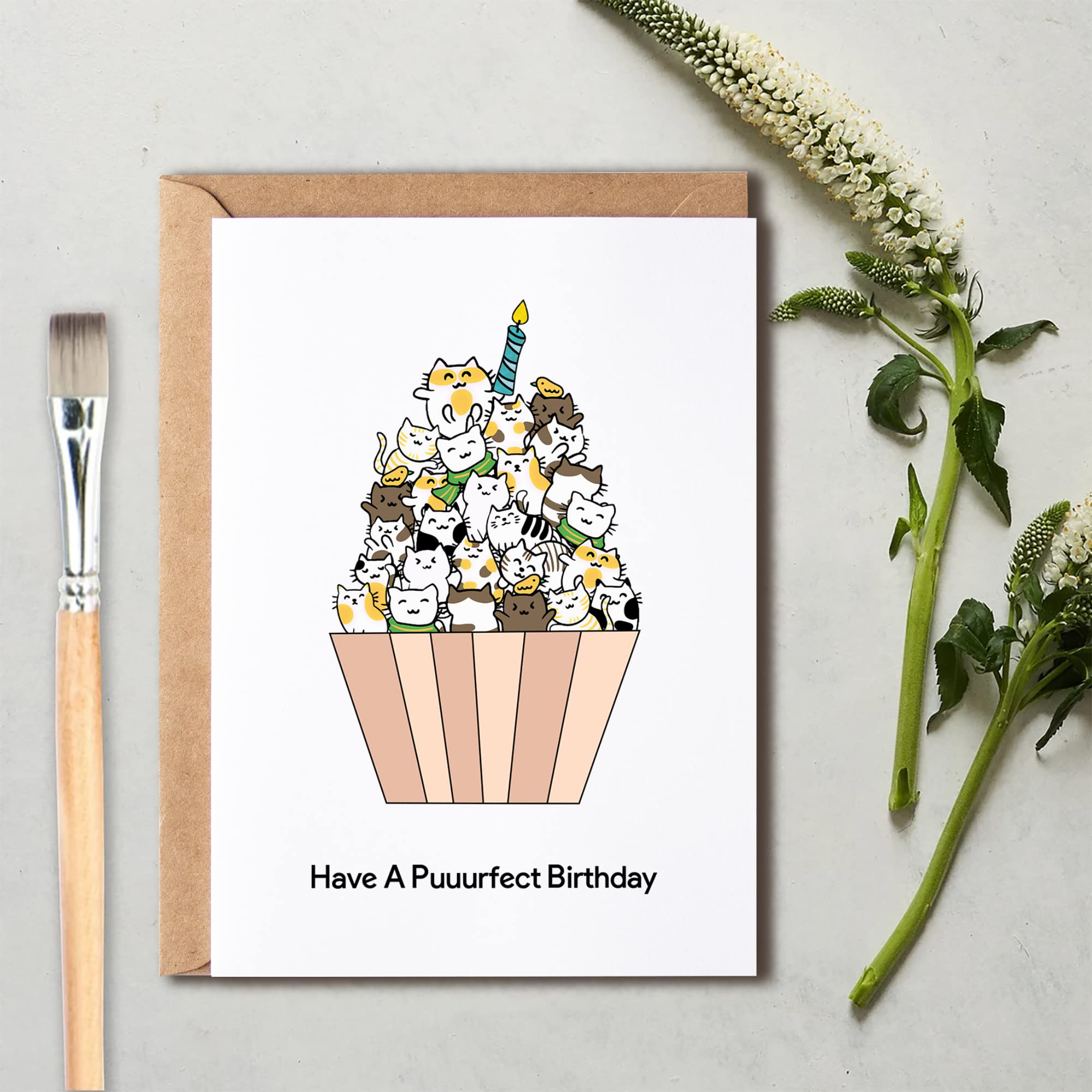 Have A Purrfect Birthday Cat Card - Cute Birthday Card - Birthday Card - Birthday Cake - Birthday Cupcake - Cute Cat Card - Funny Birthday Card