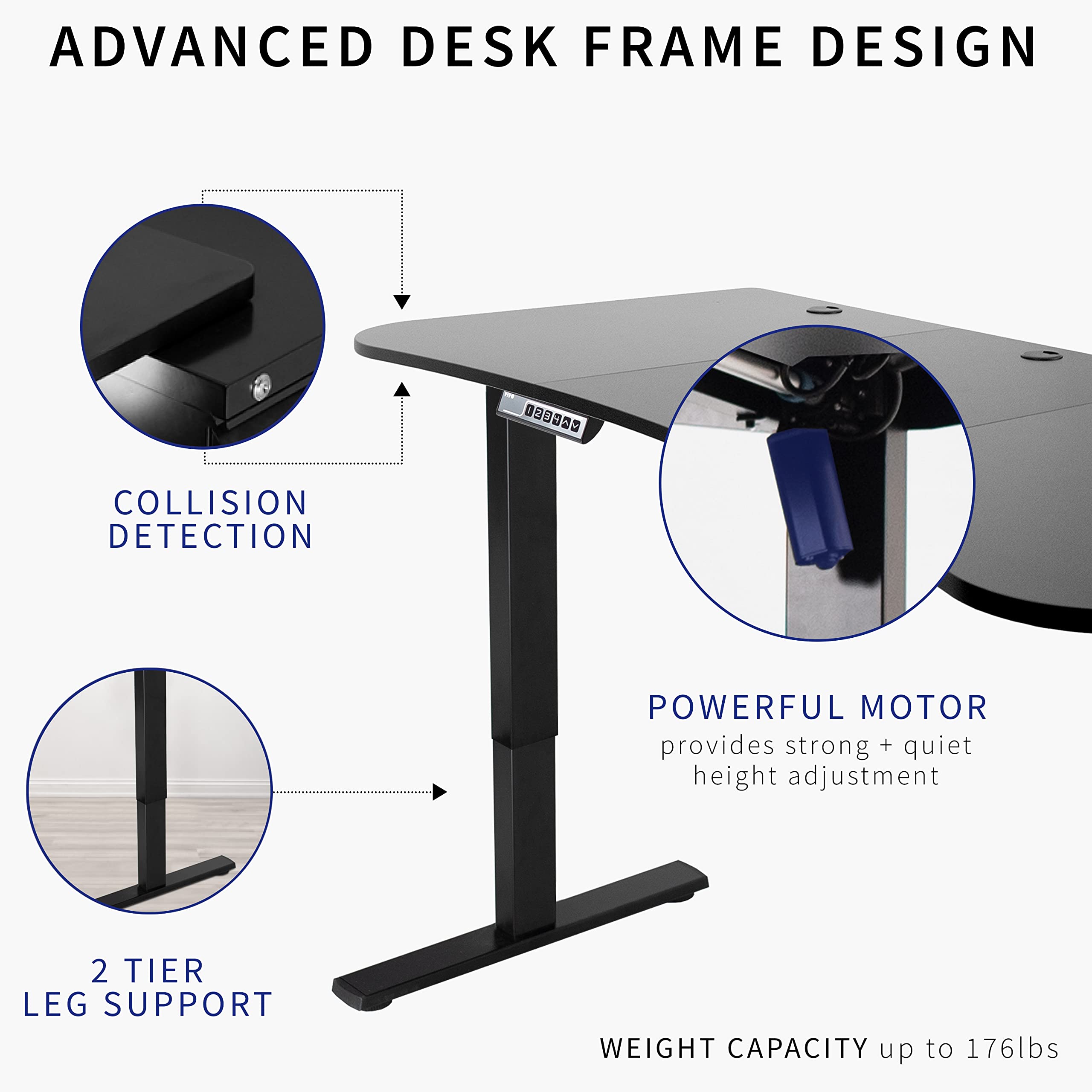 VIVO Electric 63 x 32 inch Standing Desk Workstation, Memory Controller Height Adjustment, 1B Series, Dark Walnut Top Black Frame, DESK-KIT-1B1D