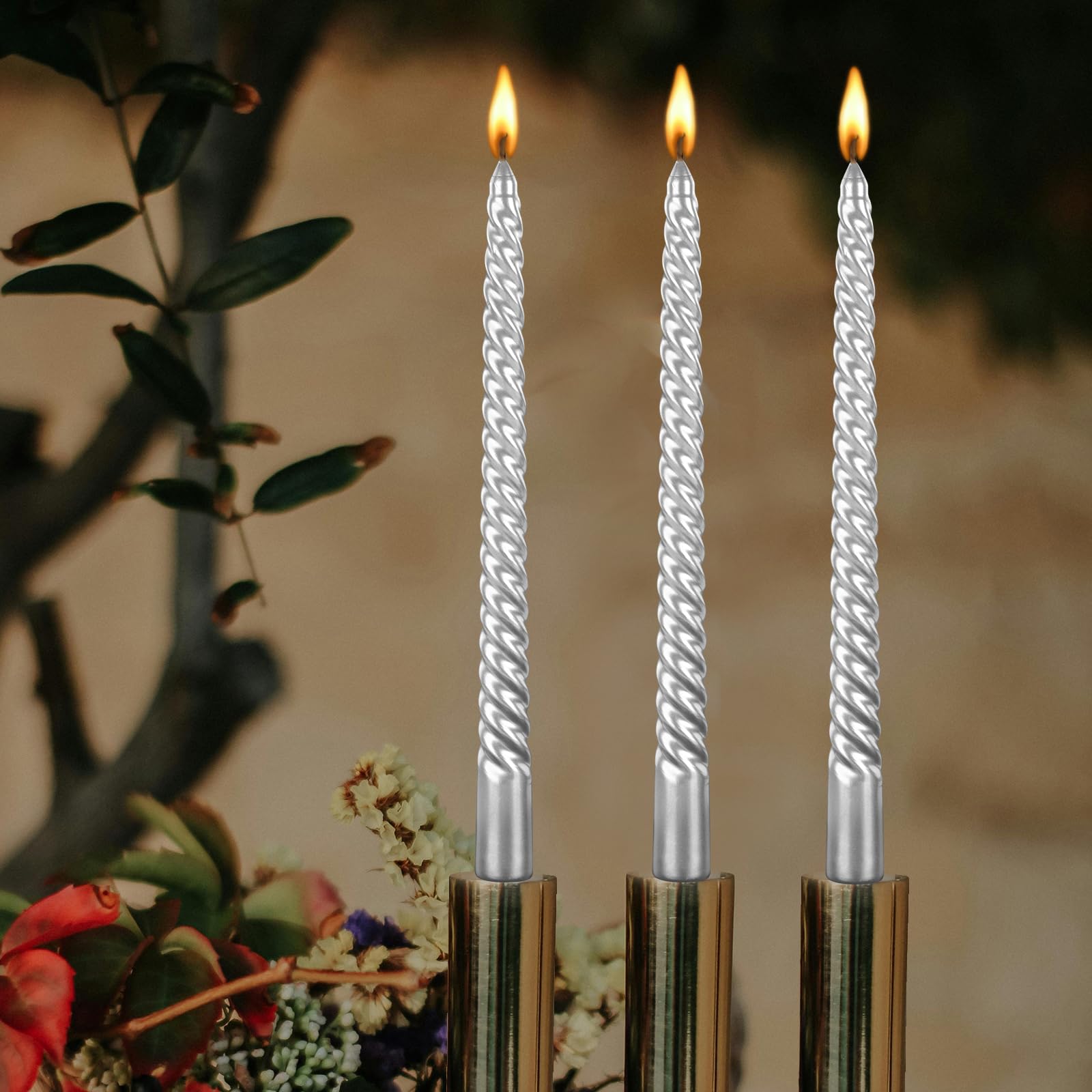 10 inch Taper Candles Set of 4 Tapered Candle, Tall Candlesticks, Smokeless,Home Dinner Candle, Party, Wedding, Halloween, Christmas Candles (10 inch, White)