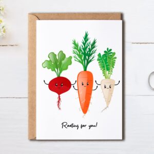 OystersPearl Rooting For You Good Luck Card Congratulations Card Vegetable Card Food Pun Card - Vegetable Card - Cute Memory Card - Cute Birthday Card