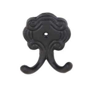 Decorative Cast Iron Wall Mounted Hooks | Pack of 3 | Heavy Duty Black | Hooks for Bathroom, Bedroom, Hat Hooks, Purse Rack, Coat Hook, Mudroom | Include Mounting Hardware