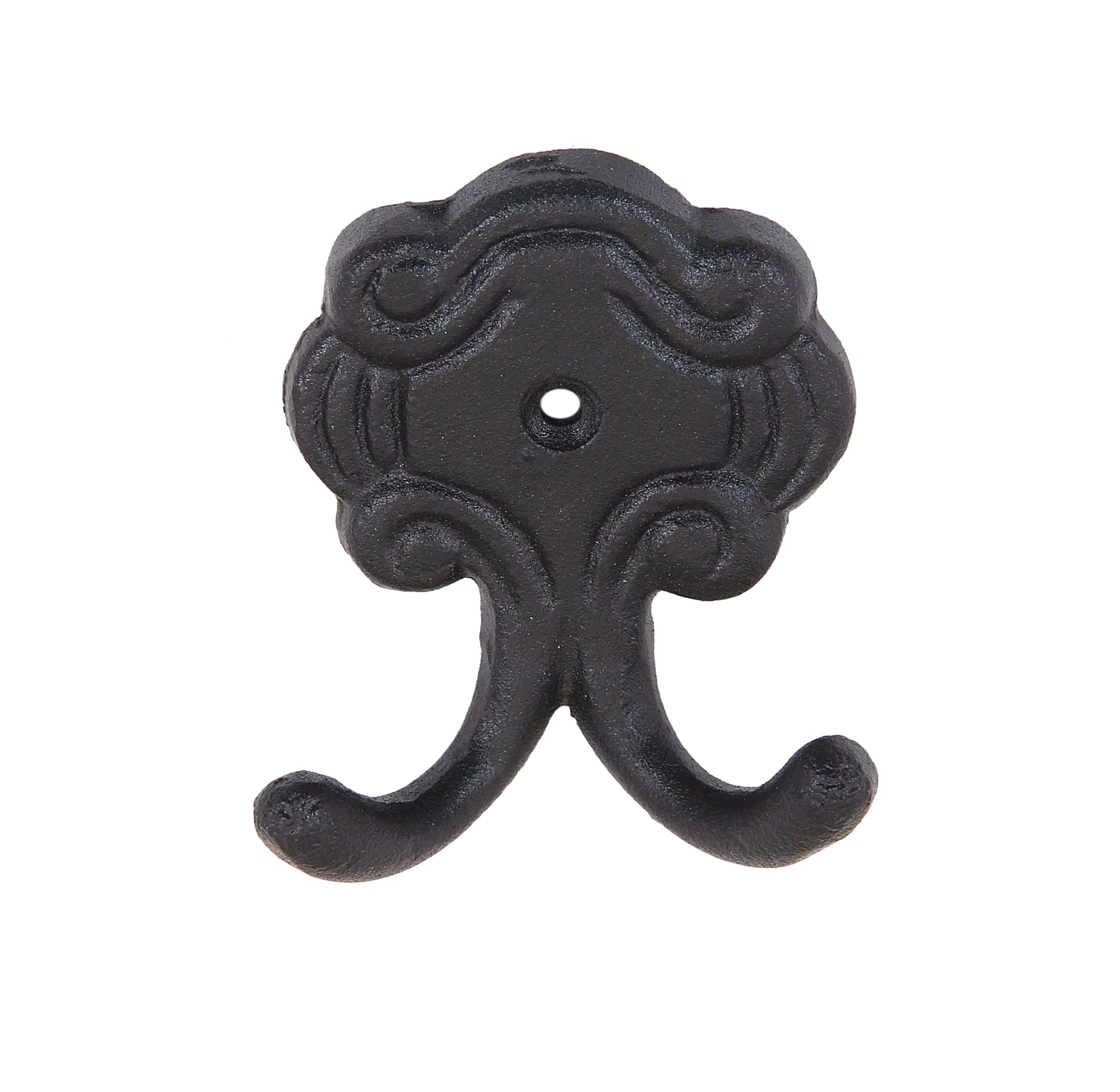 Decorative Cast Iron Wall Mounted Hooks | Pack of 3 | Heavy Duty Black | Hooks for Bathroom, Bedroom, Hat Hooks, Purse Rack, Coat Hook, Mudroom | Include Mounting Hardware