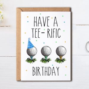 OystersPearl Have A Tee-Rific Birthday Card - Gift For Golfer - Golf Birthday Card - Birthday Gift For Men - Golf Gift - Meaningful Gift Cards - Sports Lover Gift Card