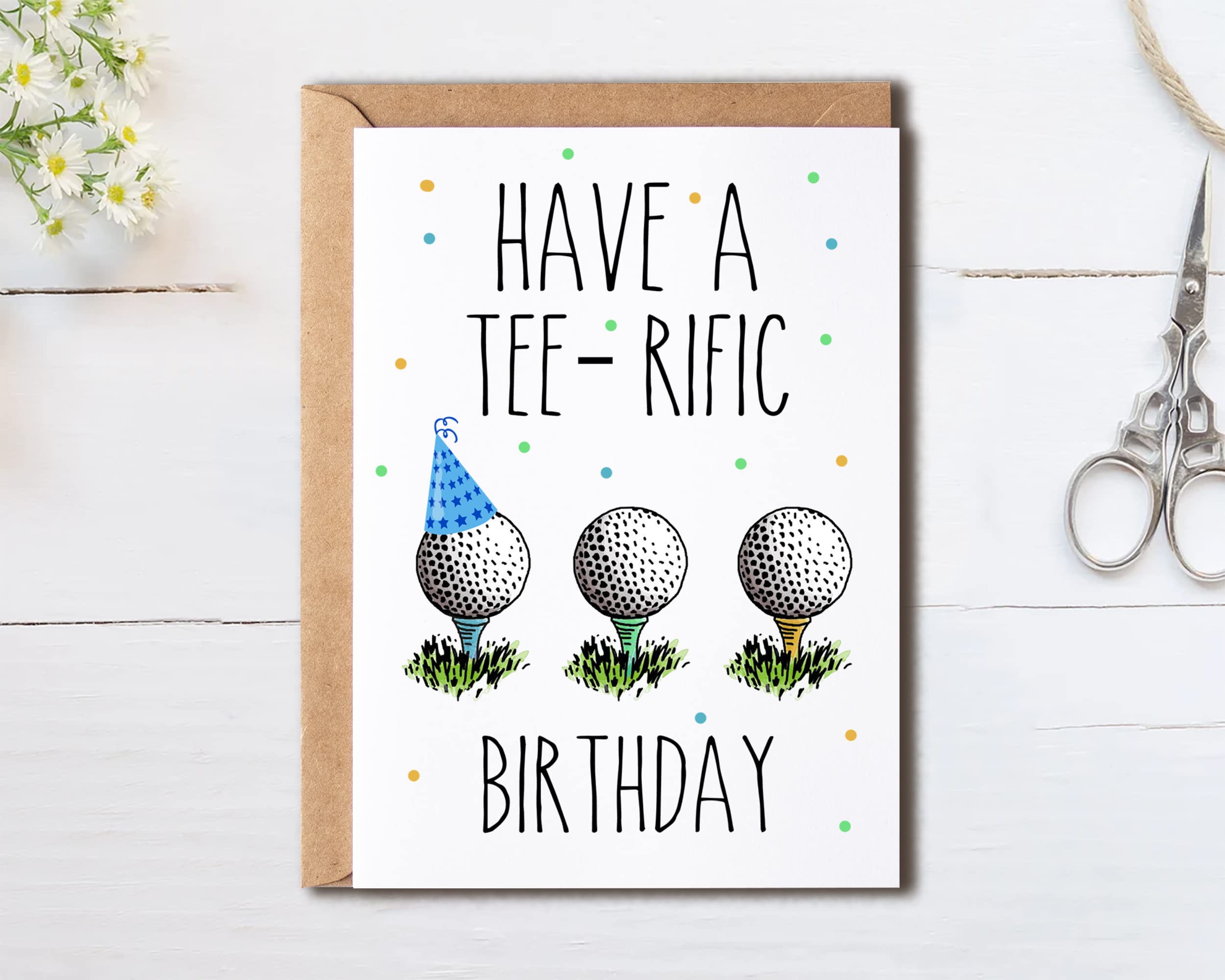 OystersPearl Have A Tee-Rific Birthday Card - Gift For Golfer - Golf Birthday Card - Birthday Gift For Men - Golf Gift - Meaningful Gift Cards - Sports Lover Gift Card