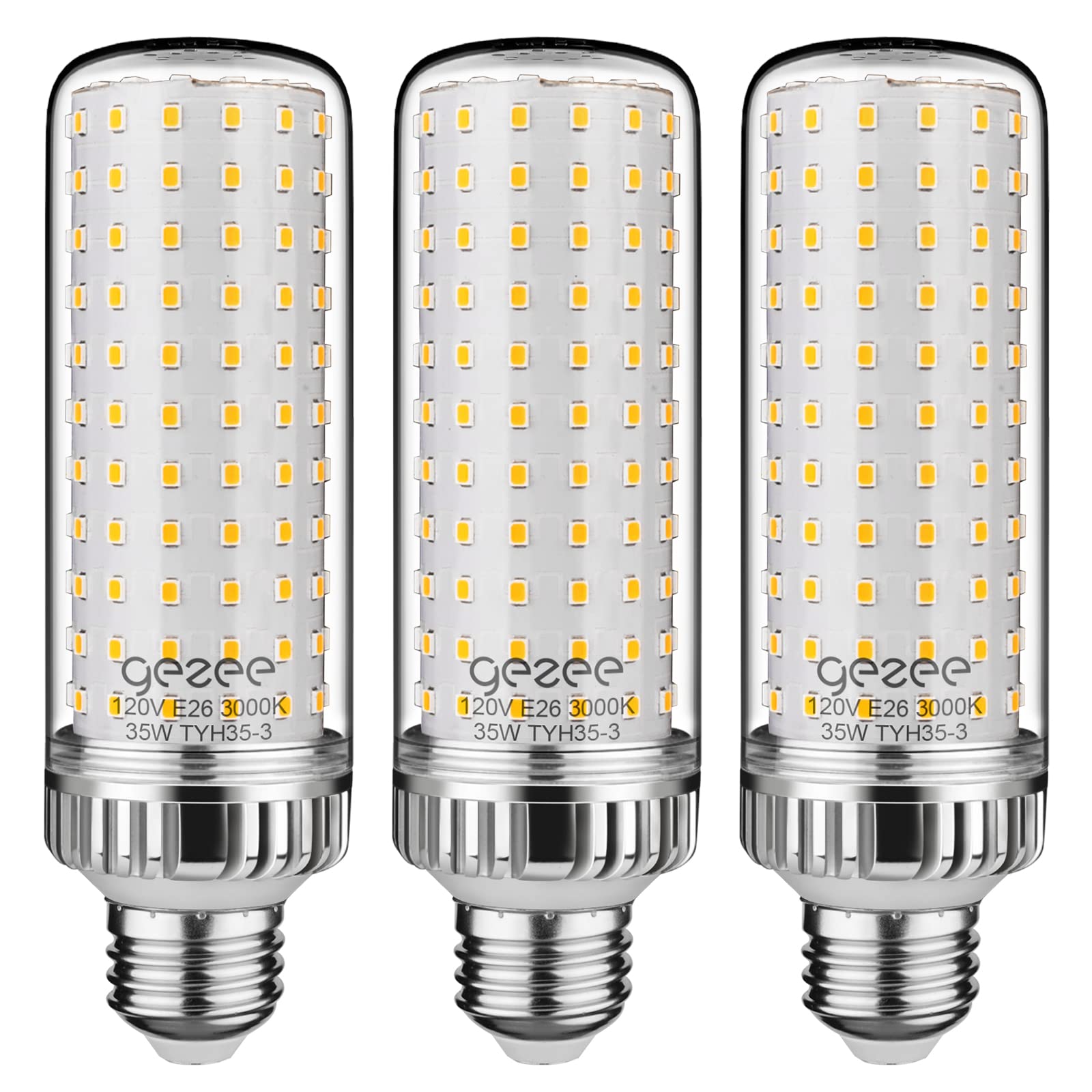 gezee 35W LED Light Bulb, E26 Base LED Lamp, 280 Watt Equivalent, 3500 Lumens, Warm White 3000K,Non-Dimmable (3-Pack)