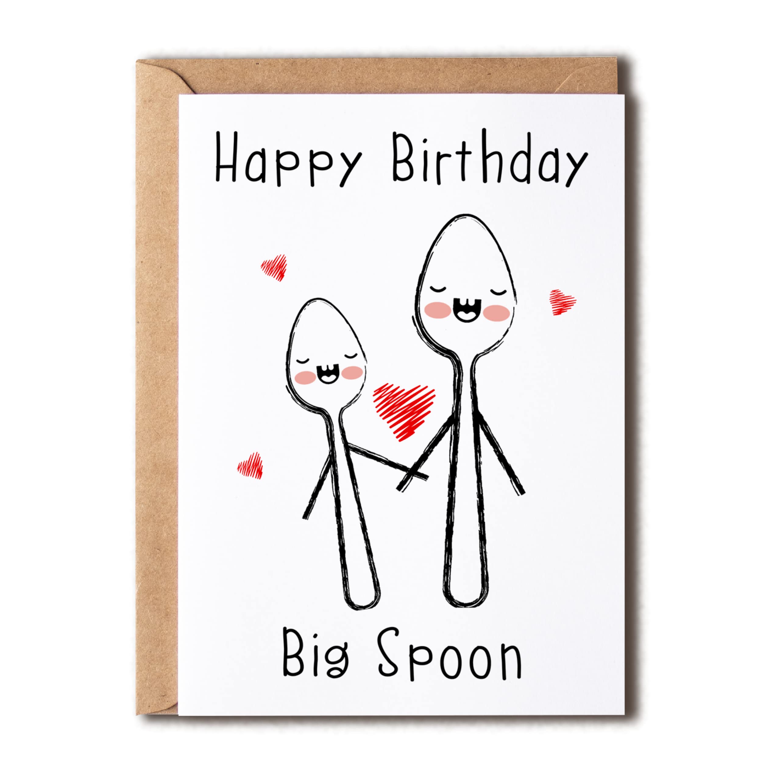 OystersPearl Happy Birthday Big Spoon - Cute Happy Birthday Card Funny Love Romantic Sweet - Valentine's Day Card - Happy Birthday Card