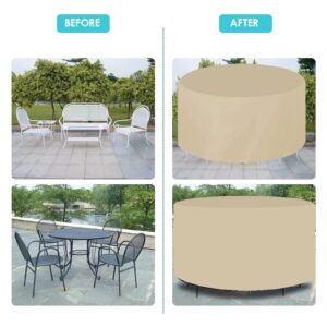 Patio Table Cover for Garden Round - Beige, 31x30inch, Waterproof, Rain, Snow, dust, Wind and UV Protection, 420D Oxford, Patio Furniture Covers, Round-The-Clock Protection, for Outdoor Furniture