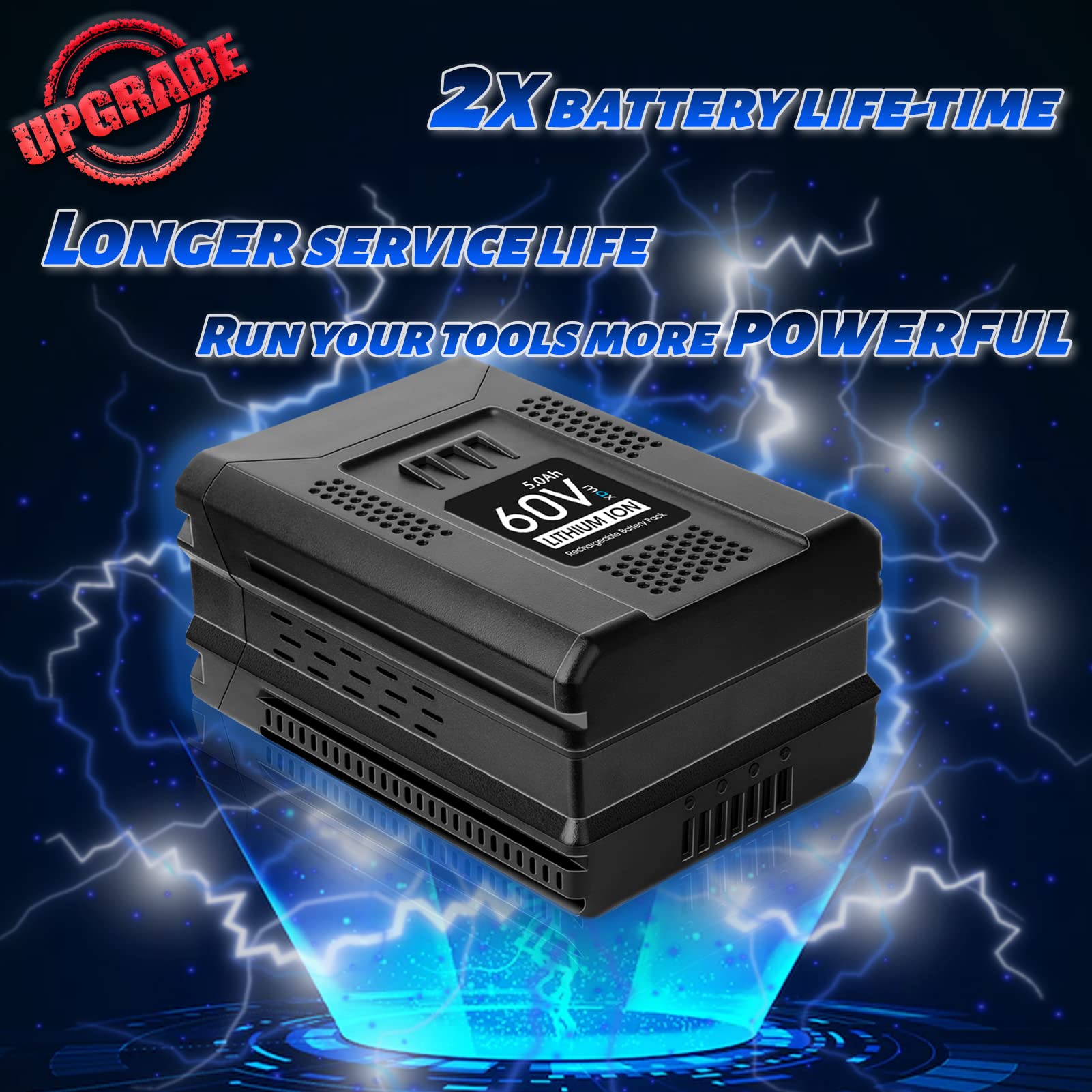 【Actual High Capacity】 5.0Ah 60V Replace Battery for Greenworks 60V Battery Cordless Power Tools Max Lithium-ion Battery LB60A00 LB60A02 LB60A03 for Greenworks Pro 60V Battery Repalcement