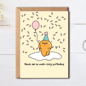 Have An A-Meh-Zing Birthday - Funny Birthday Card - Gudetama Card - Lazy Egg - Birthday Card - Cute Egg Card - Egg Birthday Card - Cute Birthday Card