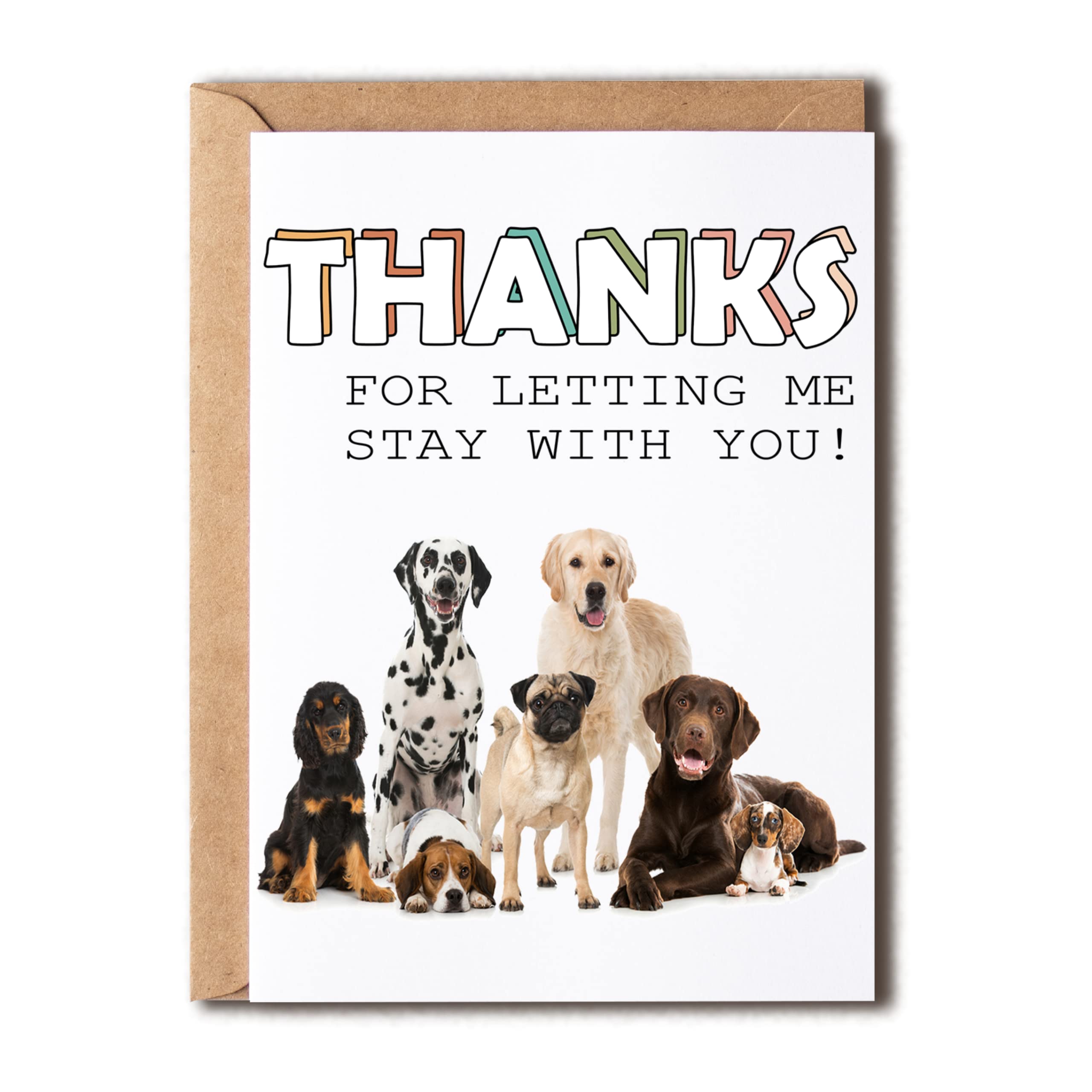 Thanks For Letting Me Stay With You - Dog Sitter Gift - Card From Dog - Dog Thank You Card - Gift For Pet Sitter - Dog Lover Gift Card, 5 x 7 inches