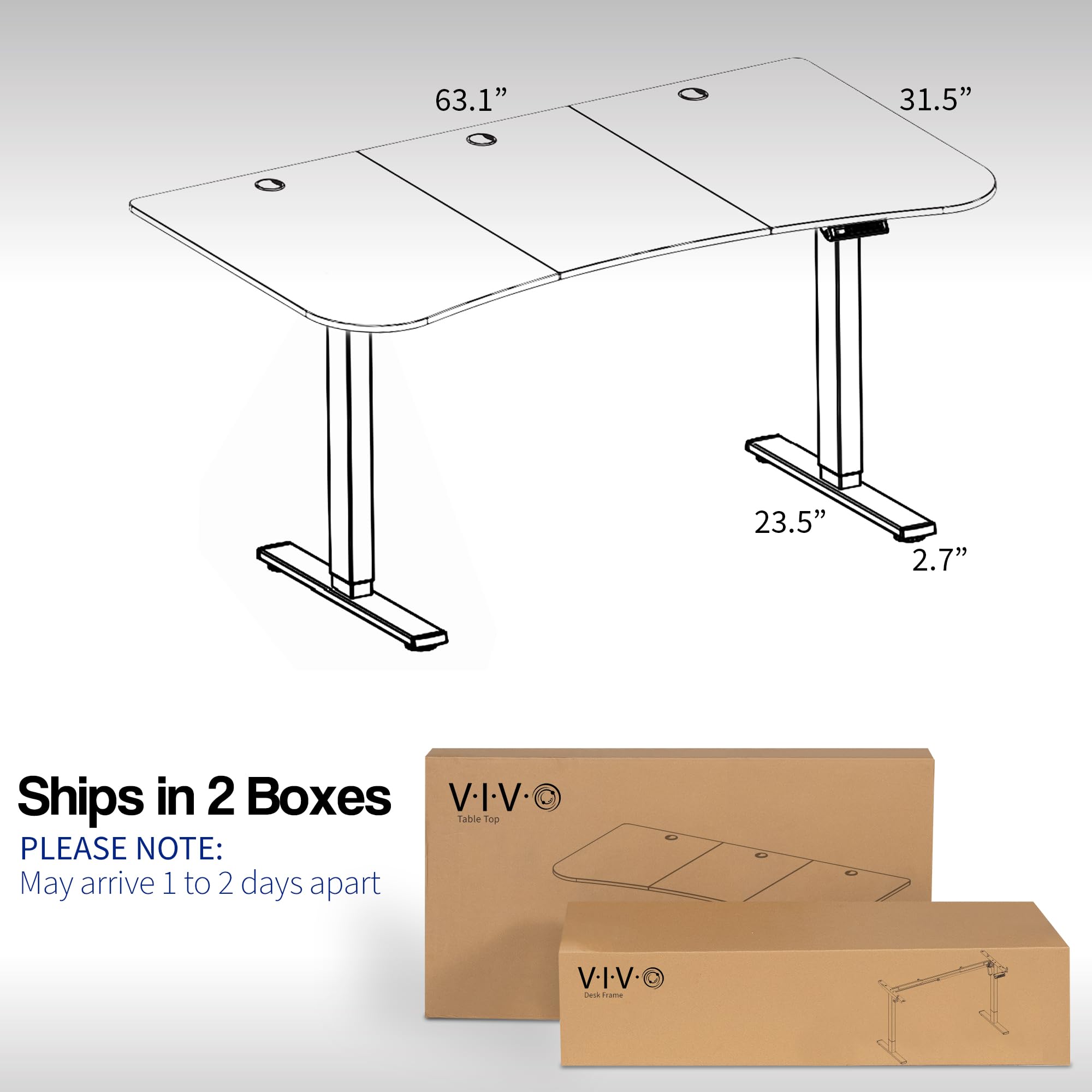 VIVO Electric 63 x 32 inch Standing Desk Workstation, Memory Controller Height Adjustment, 1B Series, Dark Walnut Top Black Frame, DESK-KIT-1B1D