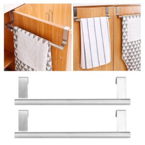 2PCS Metal Towel Bar Kitchen Cabinet Towel Rack Hang on Inside or Outside of Doors Kitchen Cabinet Towel Holder for Hand Towels Dish Towels Tea Towels(23cm)