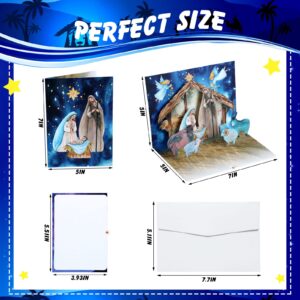 4 Pcs Nativity Pop up Christmas Card Religious Christmas Cards with Envelopes 3D Pop up Greeting Cards Religious Christmas Cards for Christmas Holiday Birthday Greeting Men Women Supplies