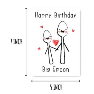 OystersPearl Happy Birthday Big Spoon - Cute Happy Birthday Card Funny Love Romantic Sweet - Valentine's Day Card - Happy Birthday Card