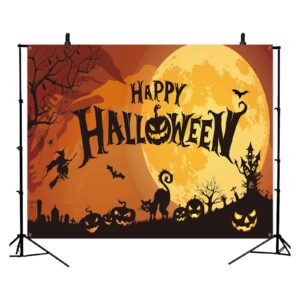 Halloween Backdrop Banner, Extra Large Full Moon Halloween Background Banner, Halloween Party Party Decoration, Halloween Photo Booth Shoot Props Backdrop for Indoor Outdoor Home Garden Decor