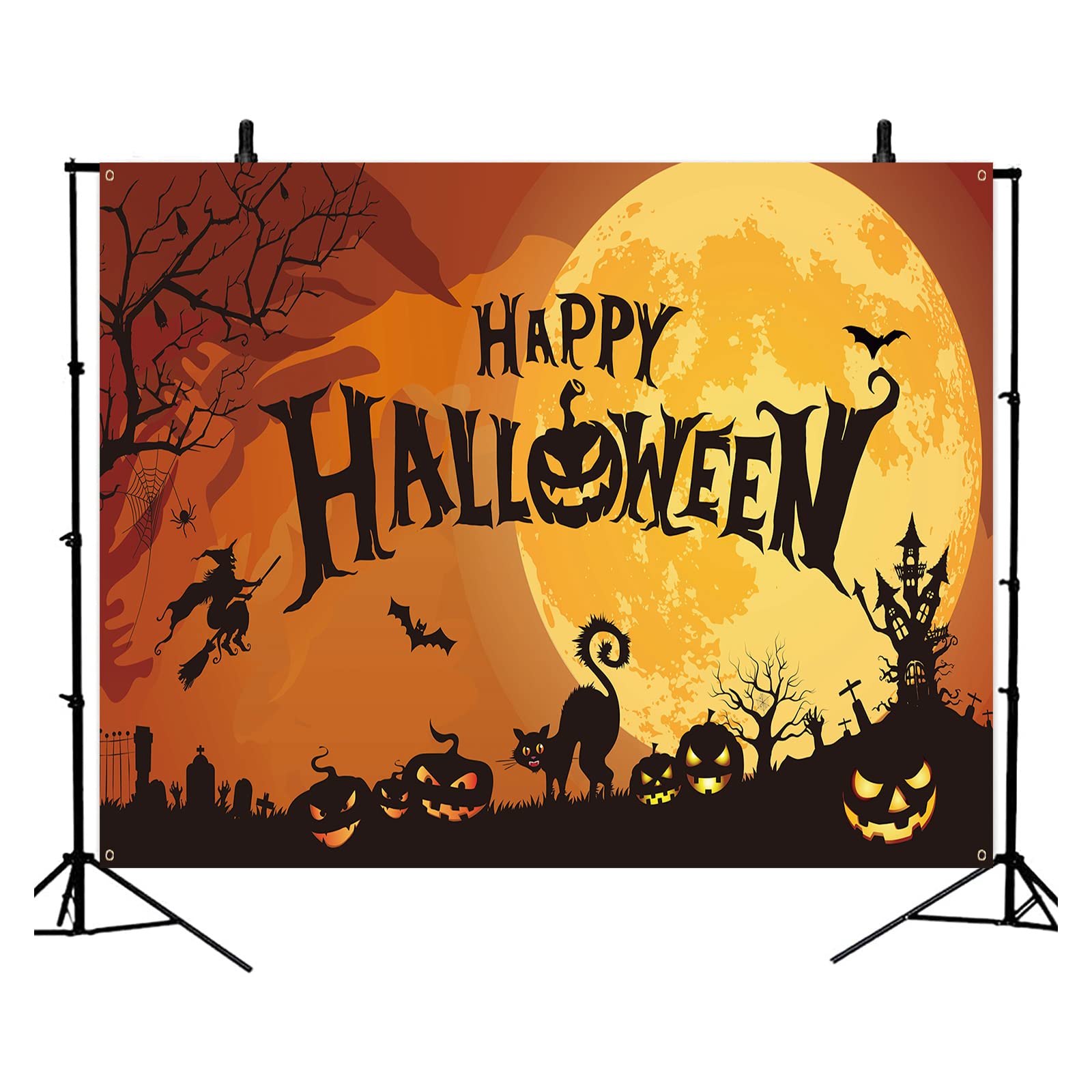 Halloween Backdrop Banner, Extra Large Full Moon Halloween Background Banner, Halloween Party Party Decoration, Halloween Photo Booth Shoot Props Backdrop for Indoor Outdoor Home Garden Decor