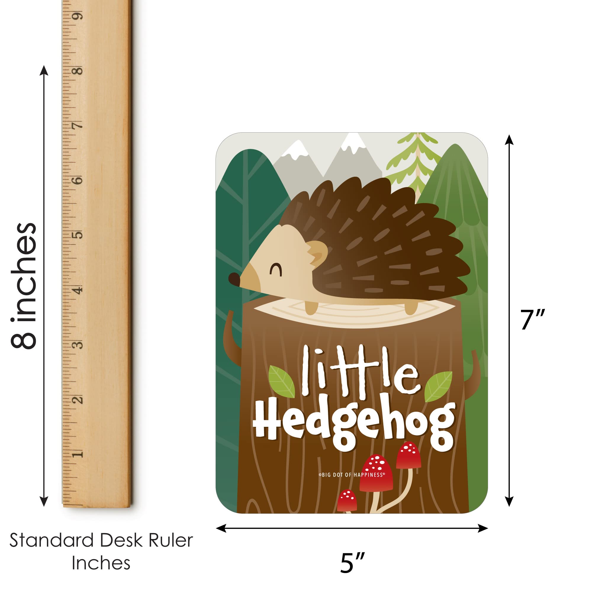 Big Dot of Happiness Forest Hedgehogs - Picture Bingo Cards and Markers - Woodland Birthday Party Bingo Game - Set of 18