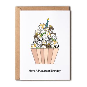 have a purrfect birthday cat card - cute birthday card - birthday card - birthday cake - birthday cupcake - cute cat card - funny birthday card