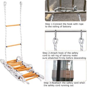 ANUU Emergency Fireproof Rescue Ladder, Climbing Rope Ladders Fire Escape 2-8 Story Homes, Fire Escape Ladder for Emergencies, Heavy Multifunctional Ladder,98FT/30M