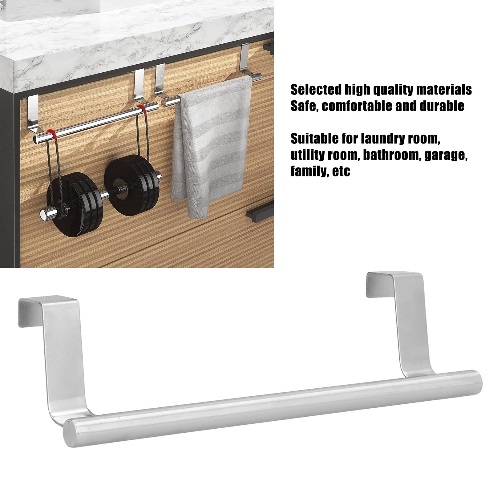 2PCS Metal Towel Bar Kitchen Cabinet Towel Rack Hang on Inside or Outside of Doors Kitchen Cabinet Towel Holder for Hand Towels Dish Towels Tea Towels(23cm)