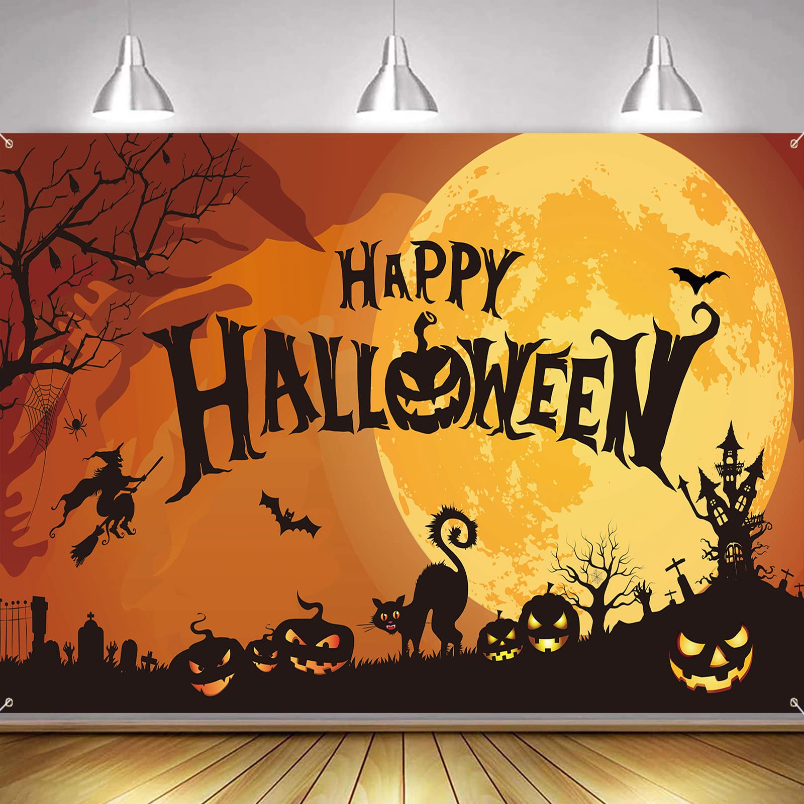 Halloween Backdrop Banner, Extra Large Full Moon Halloween Background Banner, Halloween Party Party Decoration, Halloween Photo Booth Shoot Props Backdrop for Indoor Outdoor Home Garden Decor