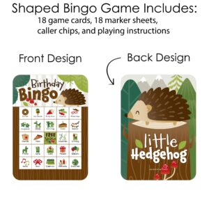 Big Dot of Happiness Forest Hedgehogs - Picture Bingo Cards and Markers - Woodland Birthday Party Bingo Game - Set of 18