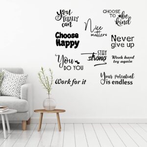 10 Pcs Vinyl Wall Quotes Stickers Inspirational Wall Decals Inspirational Saying Home Decals for Walls Peel Stick Motivational Decor Positive Wall Sticker for Office Classroom Teen Dorm Bedroom