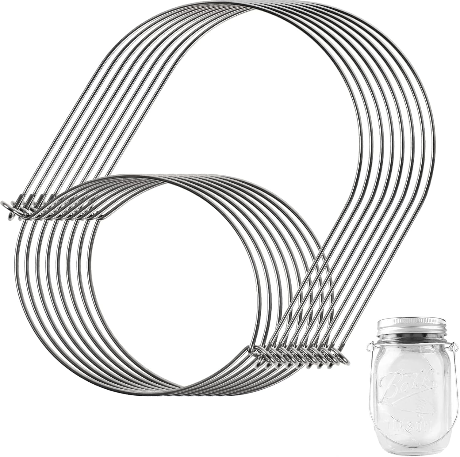 DOITOOL Mason Jar Wire Hangers 8 Pack Stainless Steel Wire Handles for Wide Mouth Mason Jars, Canning Jars, Canning Jars Hanger, Jar Hanging Hook Compatible for 86mm Regular Mouth