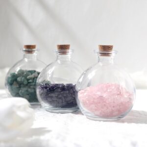 Magic Season Decorative Glass Bottles with Cork Stoppers (9 fl oz. Potion Bottles / 6 Pcs)